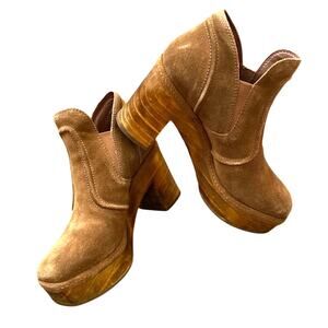 Platform Ankle Boot Matisse Jolie Clog Bootie Leather Chunky Wood Suede 8 M